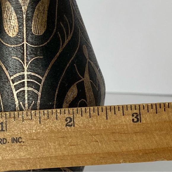 Vintage Brass Vase Etched India 7” Tall Metal Old Brown Bud Flower Engraved - Picture 12 of 16